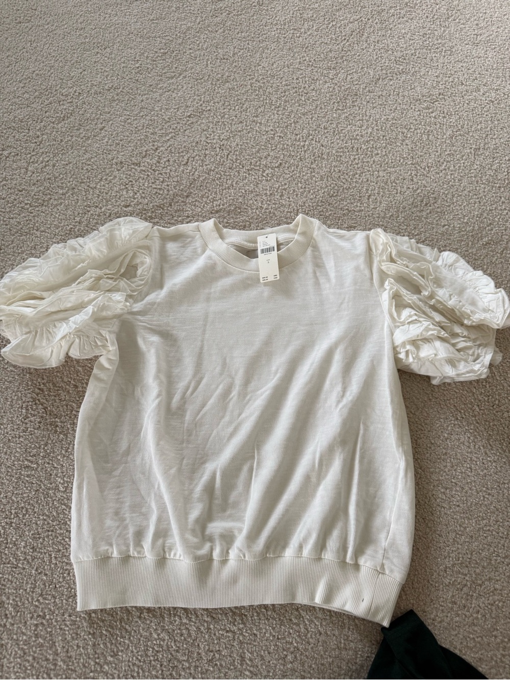 Anthropologie tops! Floral Applique Sheer Top & Cream Puff-Sleeve Tee - Picture 3 of 11